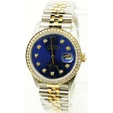 Rolex Datejust Diamond Bezel Blue Dial 36mm Automatic Watch